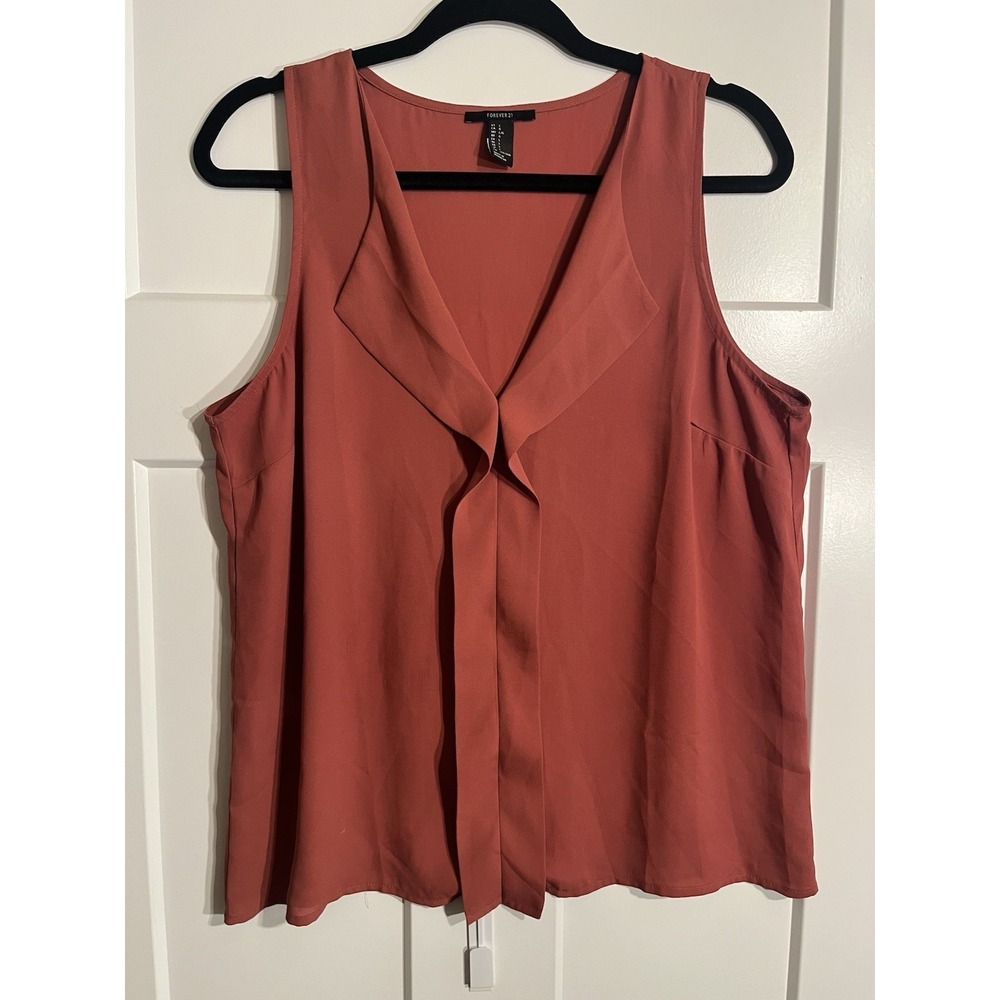 Forever 21 Womens Large Rust Draped Front Sleeveless Blouse Career Casual Top